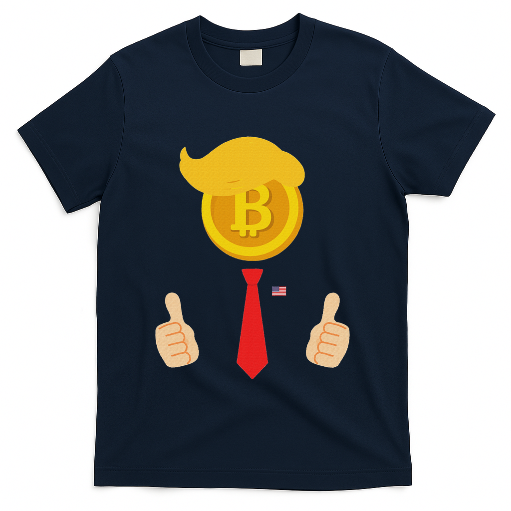 Bitcoin Trump Hair Cryptocurrency President Trump 45 47 Maga T-Shirt - Navy