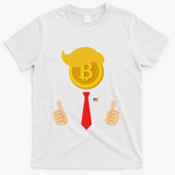 Bitcoin Trump Hair Cryptocurrency President Trump 45 47 Maga T-Shirt - White