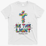 Be The Light Christmas Jesus Cross T-Shirt - White
