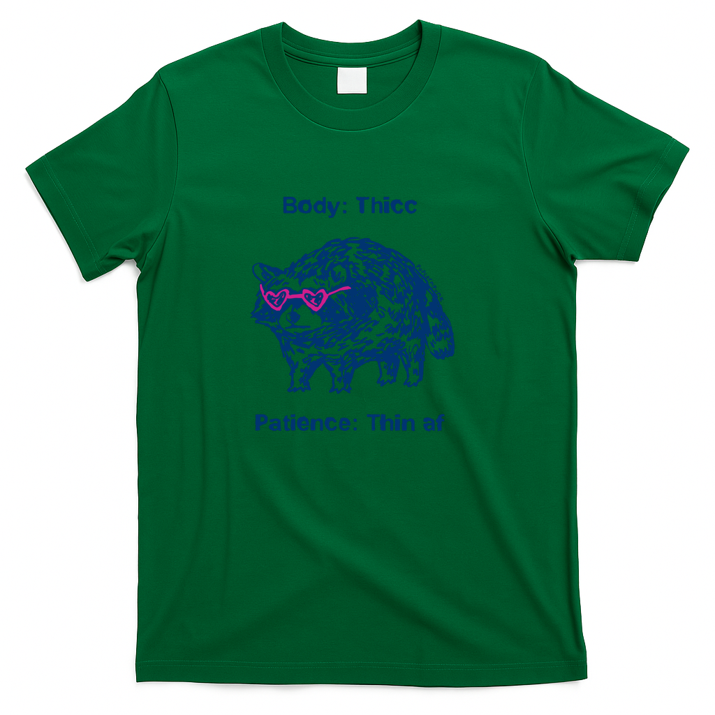 Body thicc patience thin af raccoon - Green
