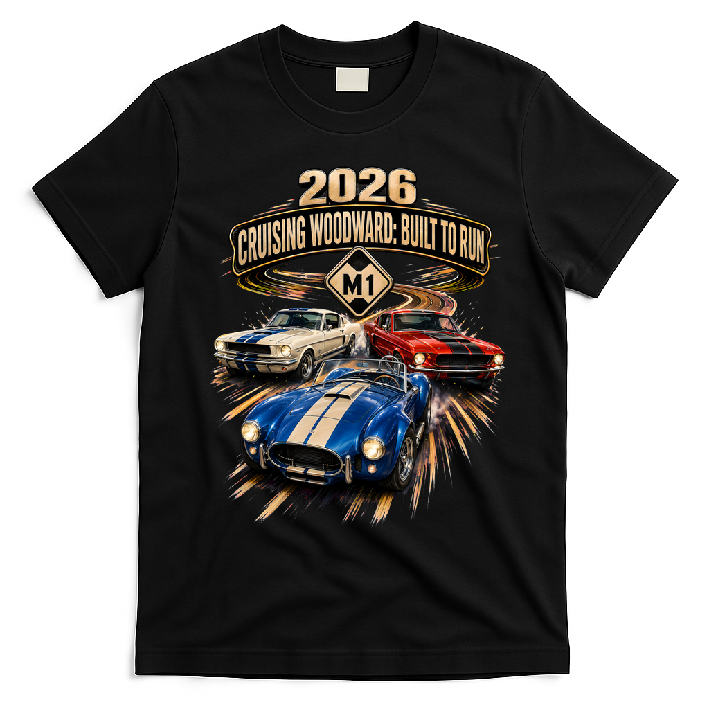 Built To Run 2026 Cruisin Woodward Ave M1 T-Shirt - Black