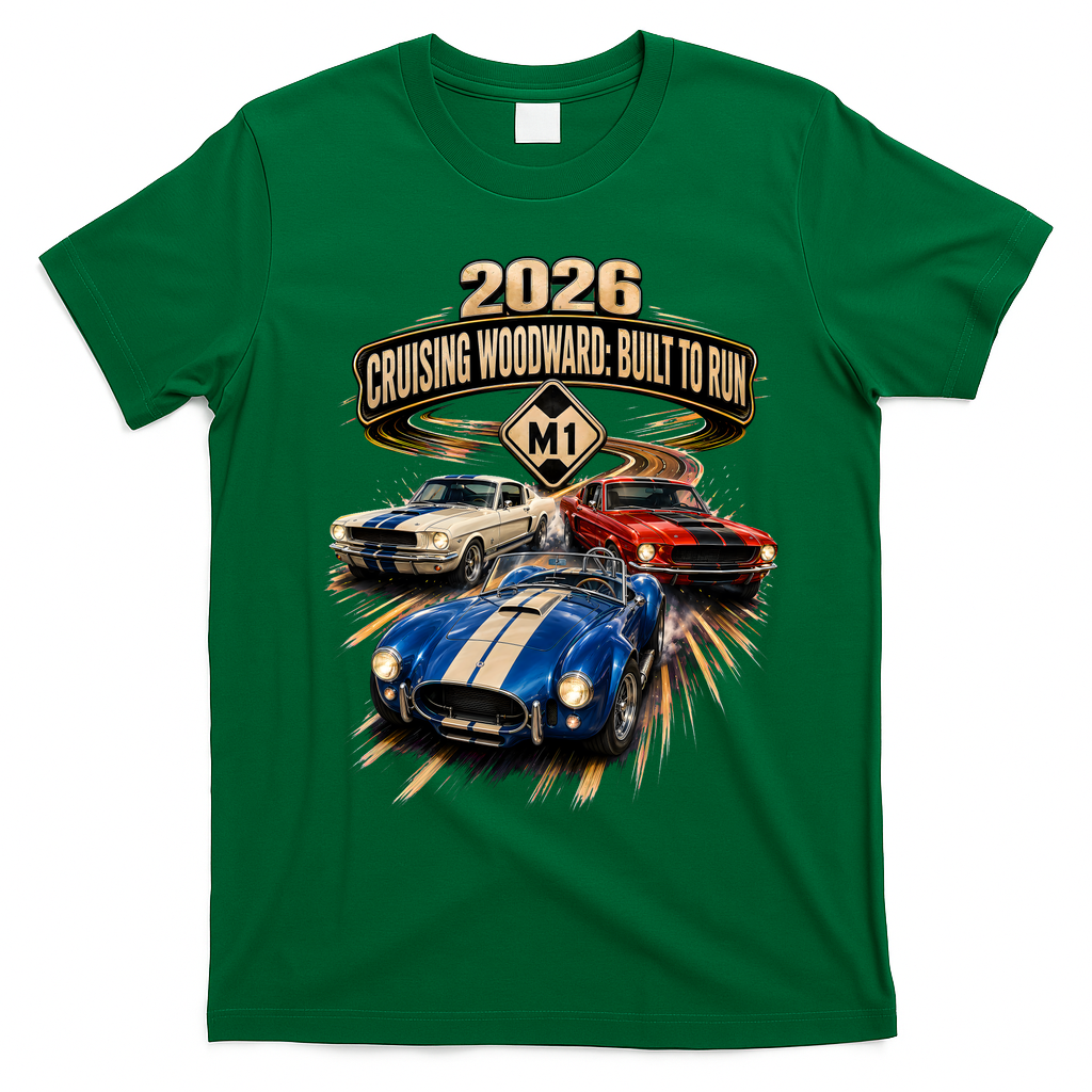 Built To Run 2026 Cruisin Woodward Ave M1 T-Shirt - Irish Green