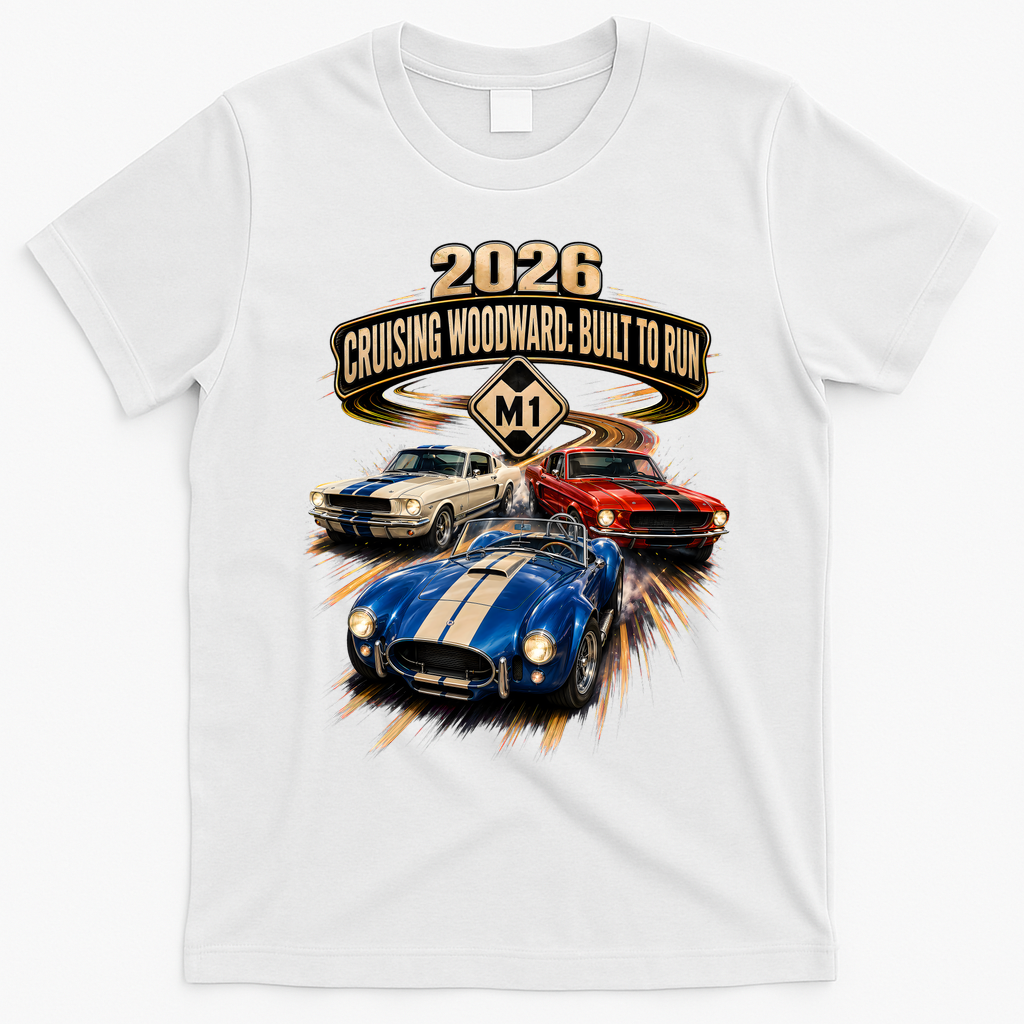 Built To Run 2026 Cruisin Woodward Ave M1 T-Shirt - White