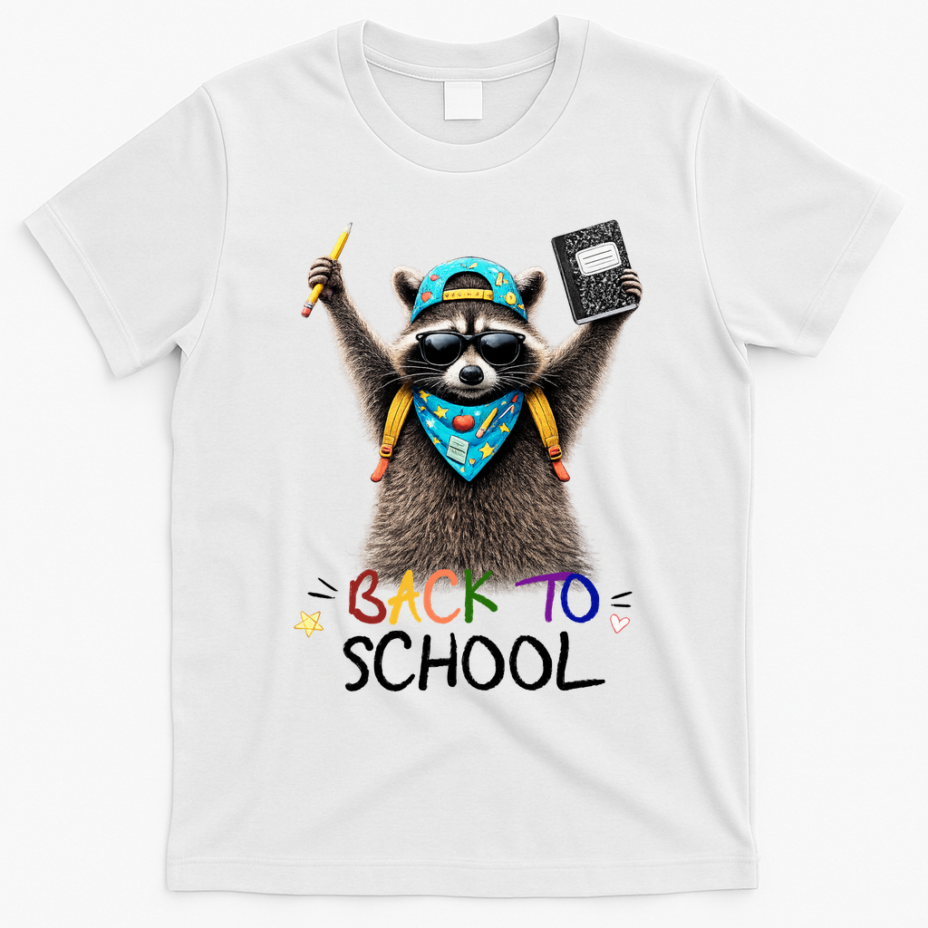 Back To School Raccoon T-Shirt - White