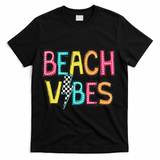 Beach Vibes Hello Summer Vacation Girl Women N Colorful T-Shirt - Black