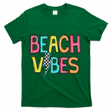 Beach Vibes Hello Summer Vacation Girl Women N Colorful T-Shirt - Green