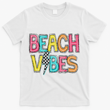 Beach Vibes Hello Summer Vacation Girl Women N Colorful T-Shirt - White