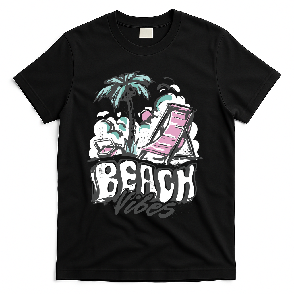 Beach Vibes Summer T-Shirt - Black