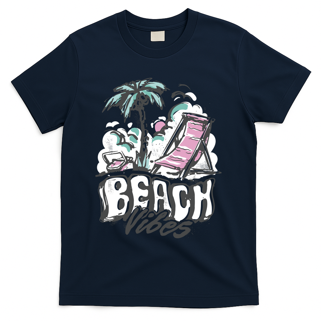 Beach Vibes Summer T-Shirt - Navy