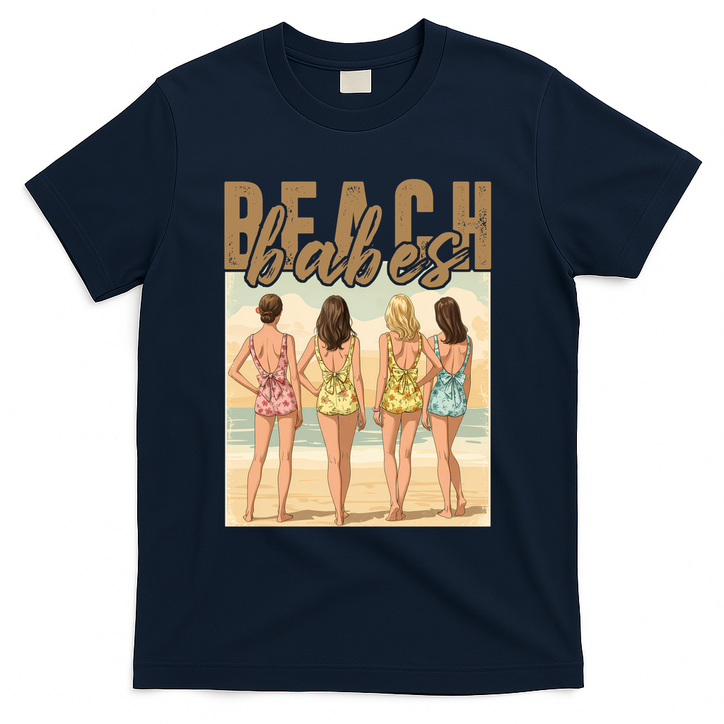 Beach Vibes Summer Holiday Funny Vacation T-Shirt - Navy