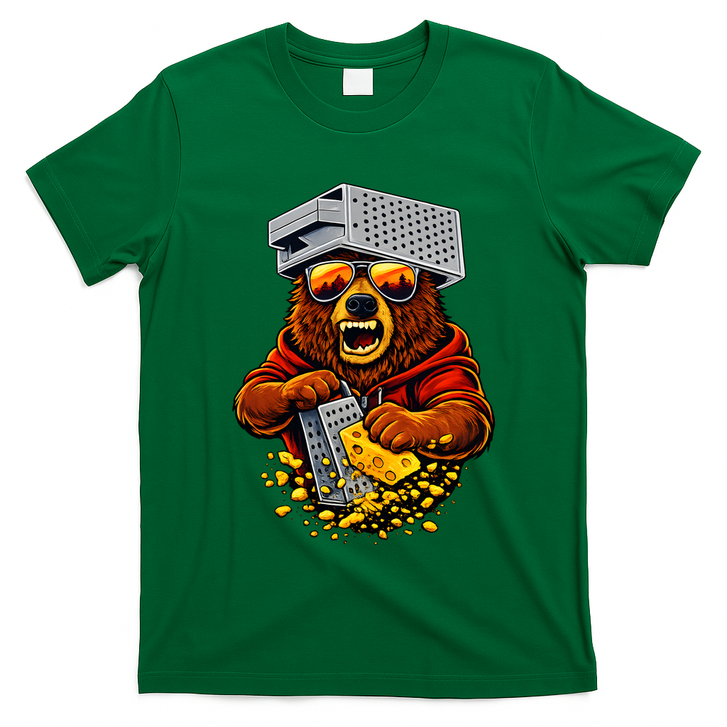 Bear With Cheese Grater Hat And Sunglasses T-Shirt