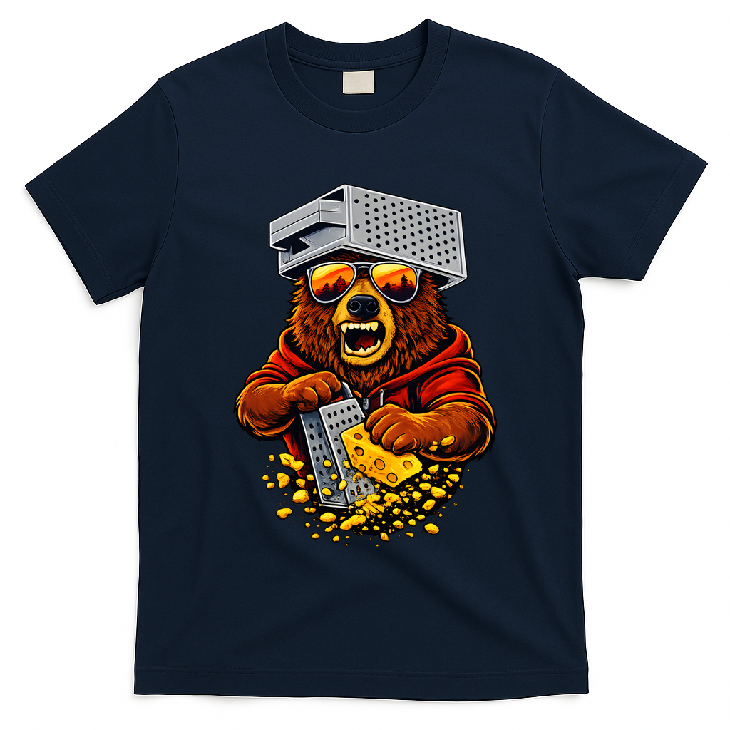 Bear With Cheese Grater Hat And Sunglasses T-Shirt