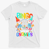 Bingo With My Gnomies Fun Bingo Gnome Squad Merry Christmas T-Shirt - White