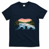 Bear Wildlife Nature River National Park Sunset  T-Shirt - Navy