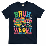Bruh We Out Teachers Happy Last Day Of School Groovy T-Shirt - Navy