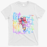 Bruh We Out Tie Dye Happy Last Day Of School Coquette Bow T-Shirt - White