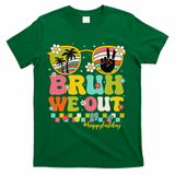 Bruh We Out Teachers Happy Last Day Of School Retro Groovy T-Shirt - Green
