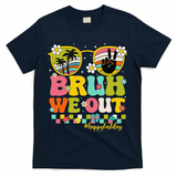 Bruh We Out Teachers Happy Last Day Of School Retro Groovy T-Shirt - Navy