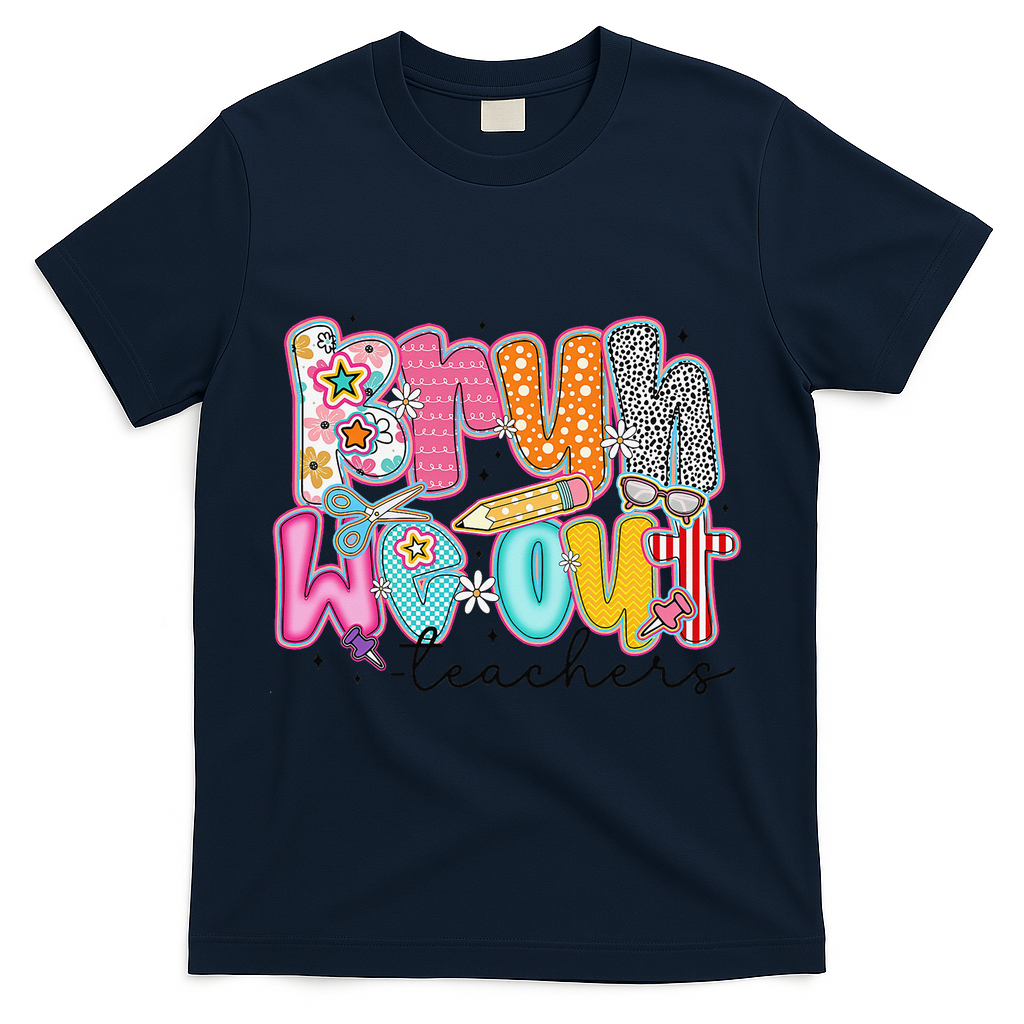 Bruh We Out Teacher Summer Last Dat Of School Teacher T-Shirt - Navy