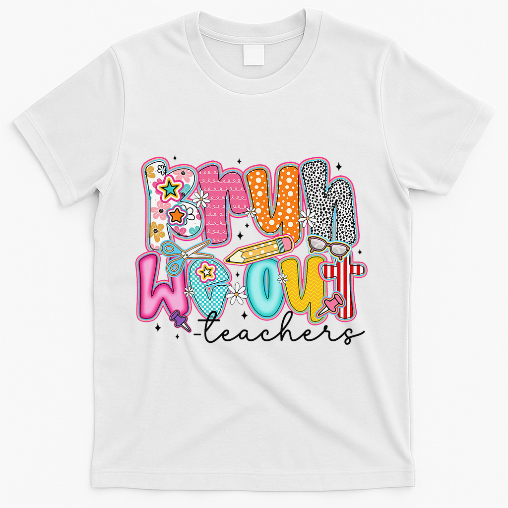 Bruh We Out Teacher Summer Last Dat Of School Teacher T-Shirt - White