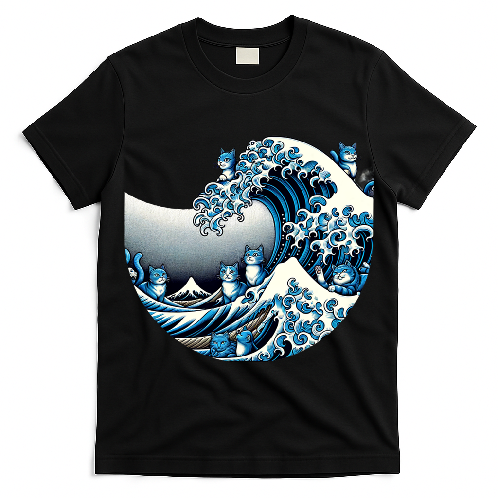 Blue Wave Of Cat Ladies For Kamala Cute Wave Of Blue Cats For Kamala Funny T-Shirt