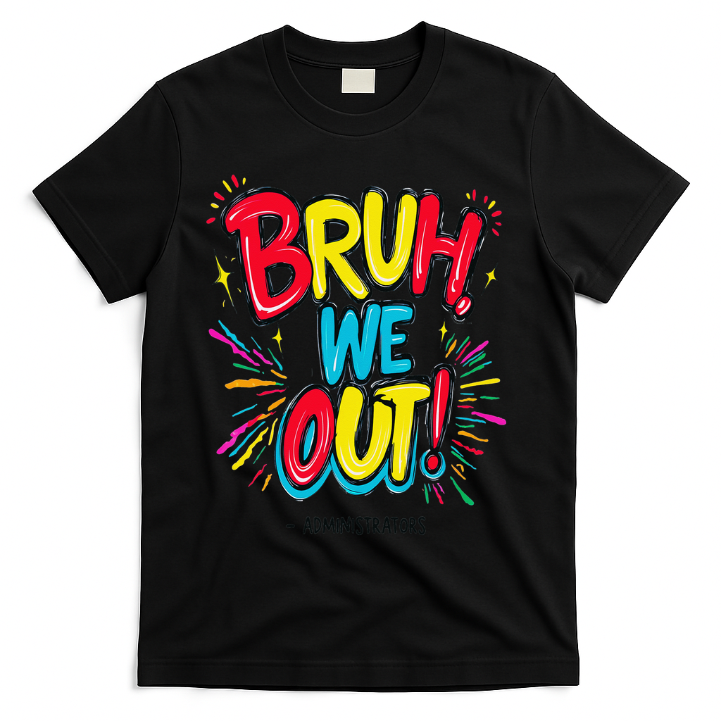 Bruh We Out Administrators Funny Happy Last Day Of School T-Shirt - Black