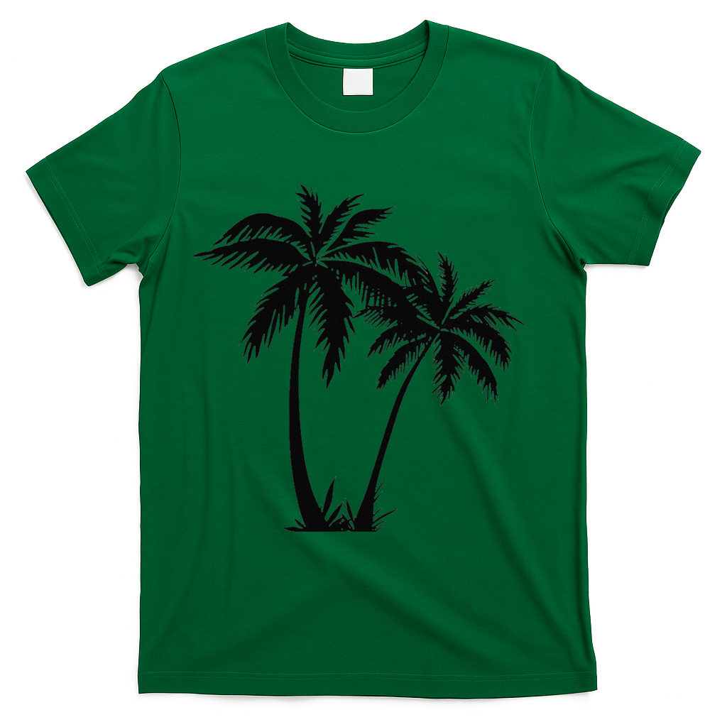 Black White Palm Trees Summer Sun Beach  T-Shirt - Green