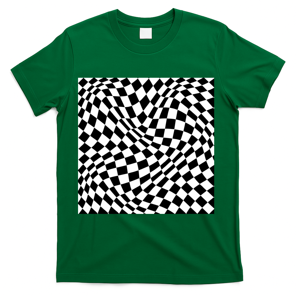 Black & White Wavy Plaid - Green