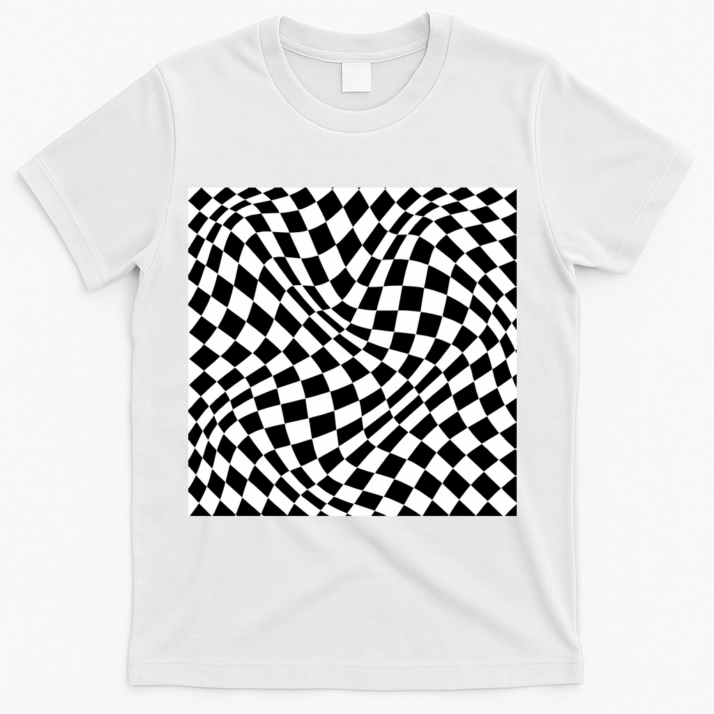 Black & White Wavy Plaid - White