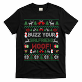 Buzz Xmas Your Girlfriend Woof! Ugly Christmas Sweater T-Shirt - Black
