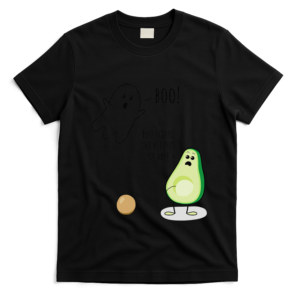 Boo You Scared The Pit Out Of Me Funny Ghost Avocado Gift T-Shirt - Black