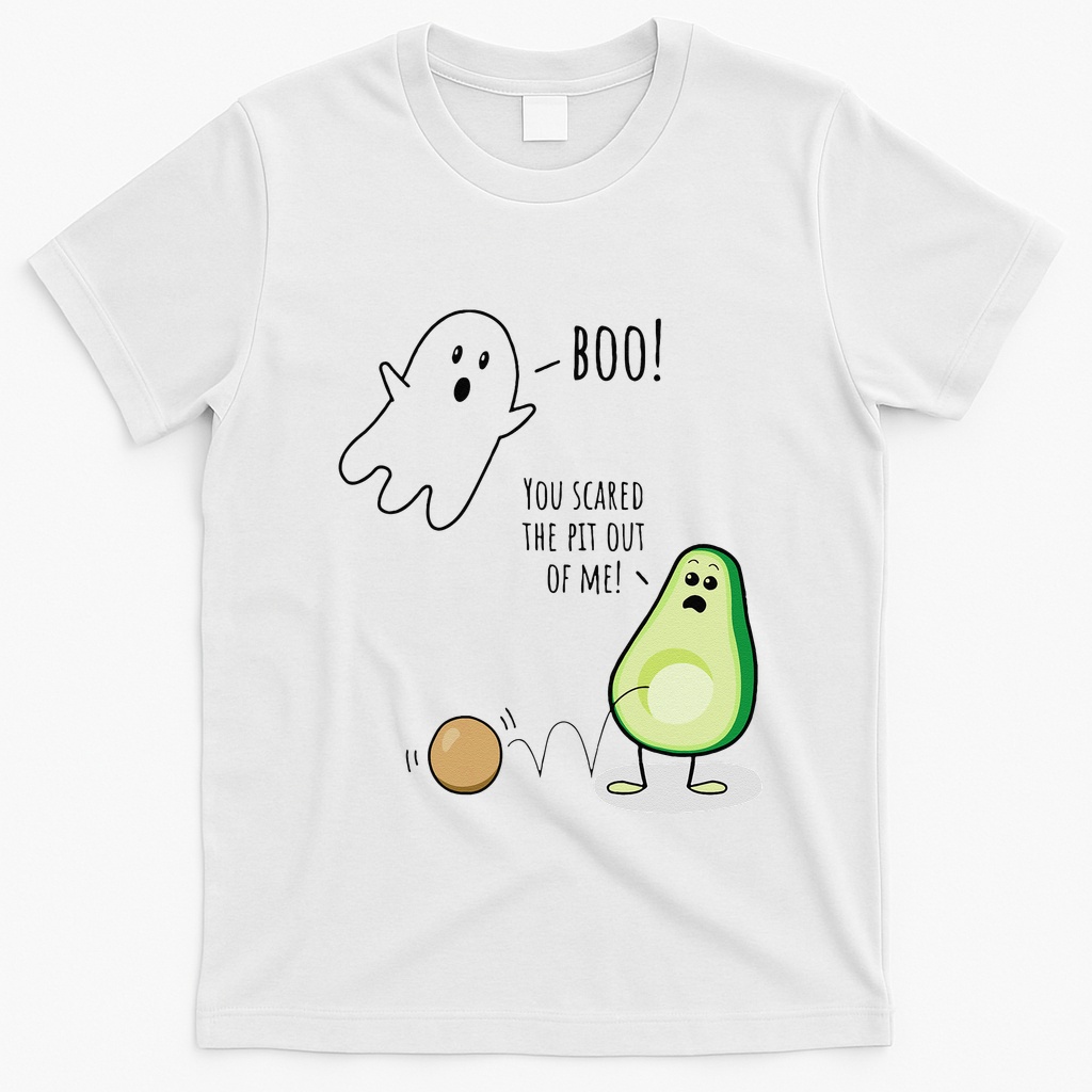 Boo You Scared The Pit Out Of Me Funny Ghost Avocado Gift T-Shirt - White