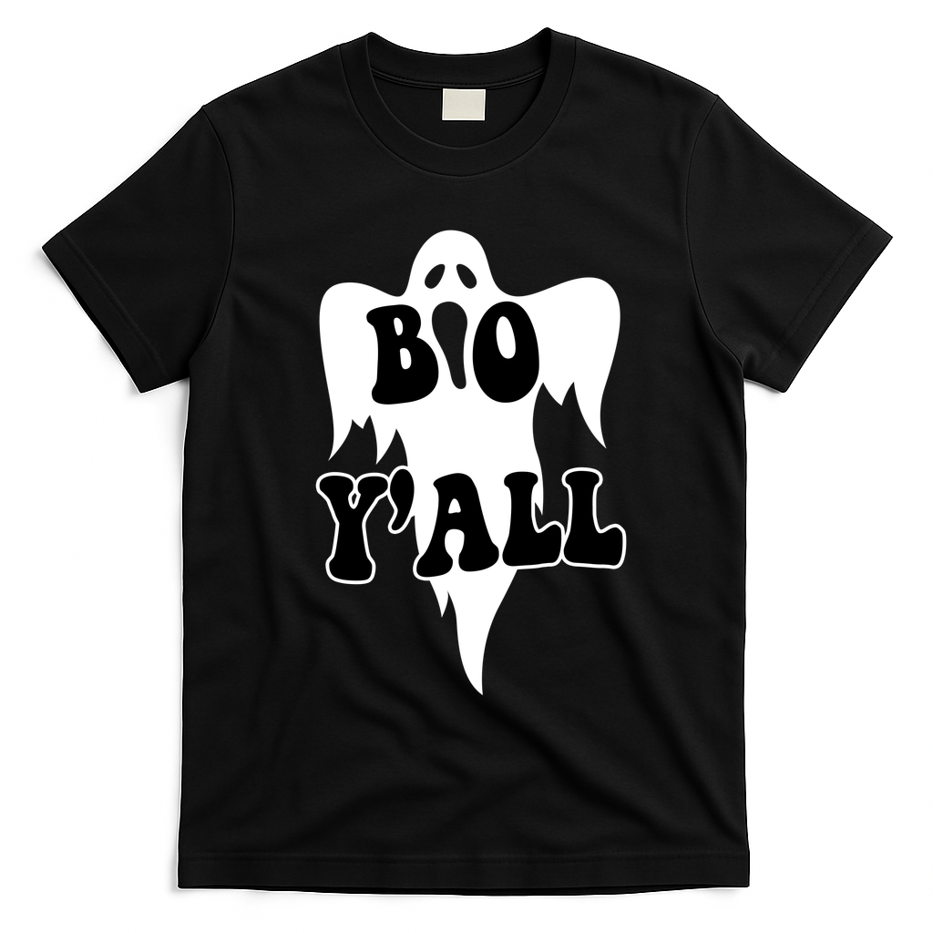 Boo Yall Spooky Ghost Halloween T-Shirt - Black