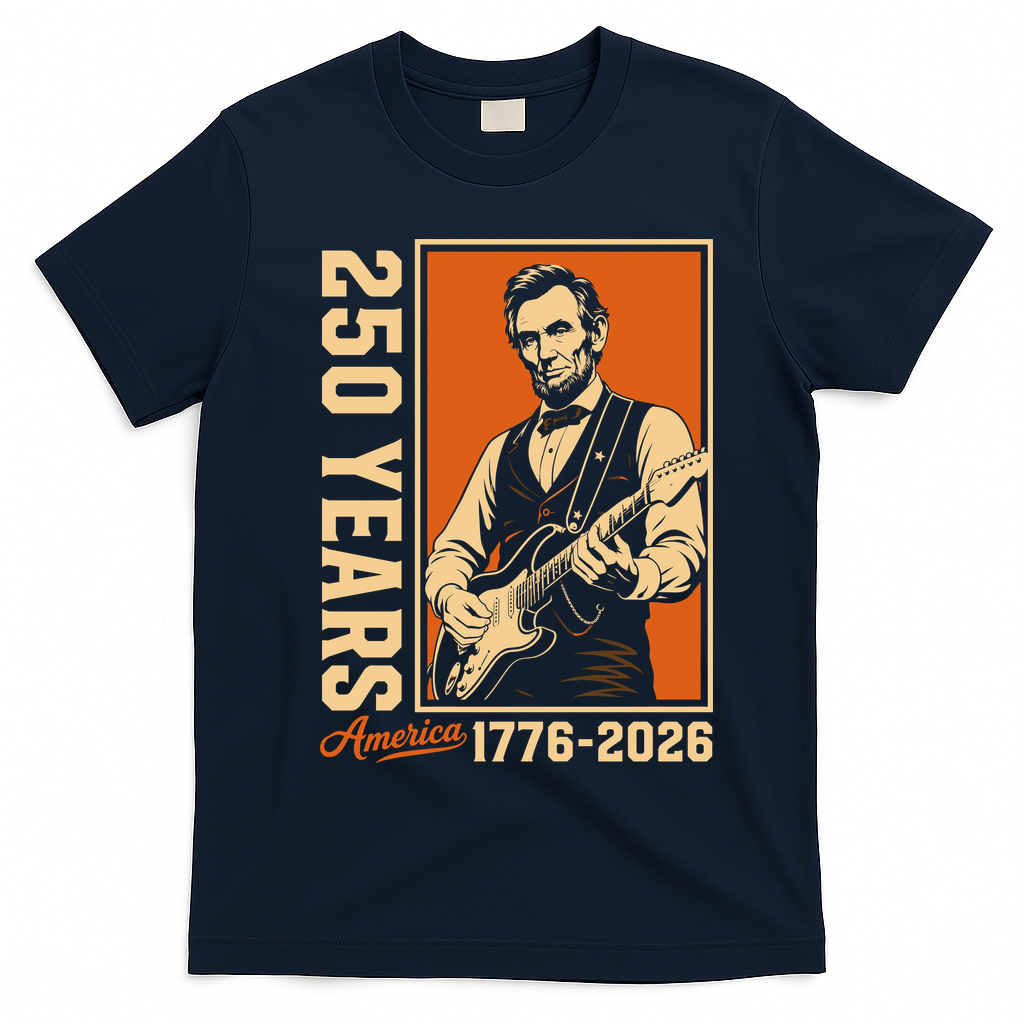 Celebrate 250 Years Of America Abraham Lincoln T-Shirt - Navy Blue