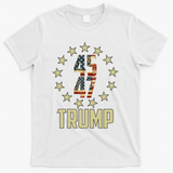 Classic 45 47 Trump American Flag T-Shirt - White