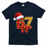 Christmas 67 Santa Hat Bow T-Shirt - Navy Blue