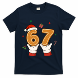 Christmas 67 Six Seven Cookies Santa 6-7 Funny T-Shirt - Navy Blue