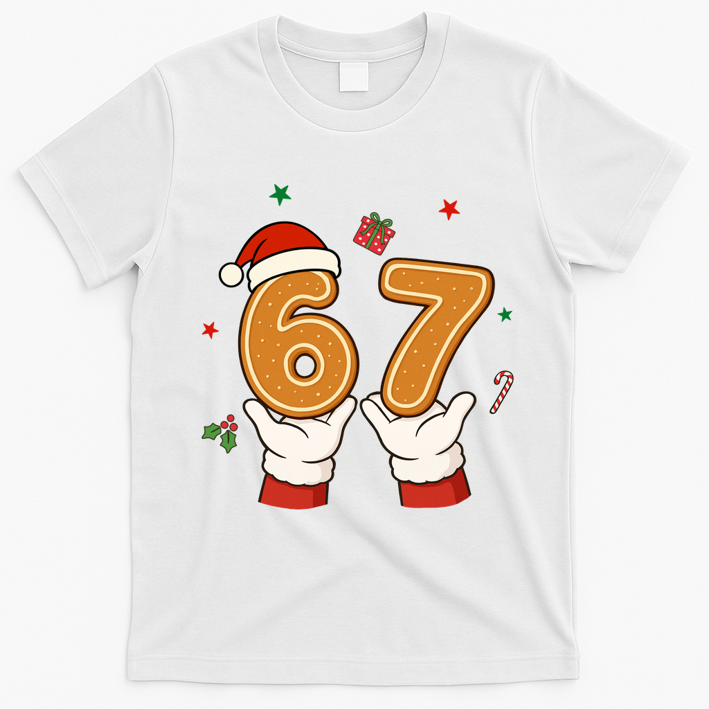 Christmas 67 Six Seven Cookies Santa 6-7 Funny T-Shirt - White