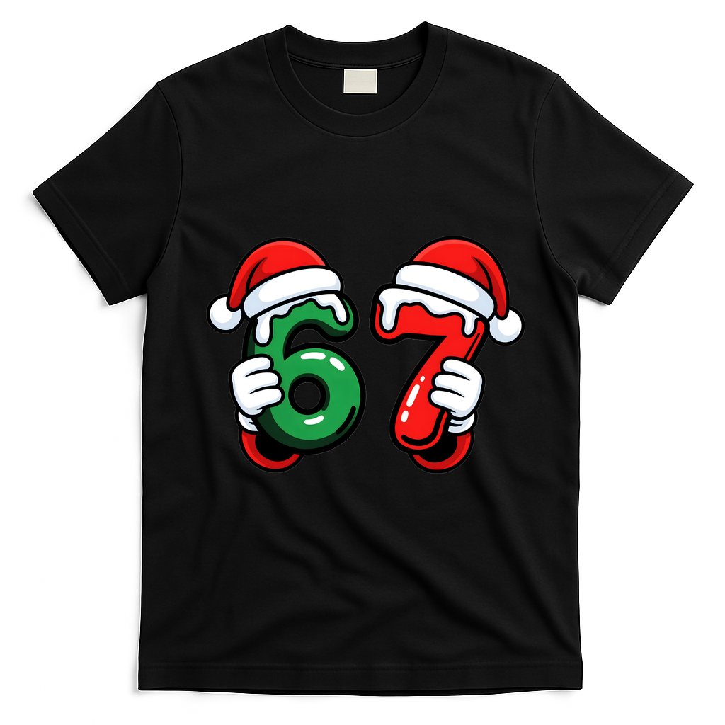 Christmas 67 Santa Hands Funny Meme 6-7 Sixty Seven T-Shirt - Black