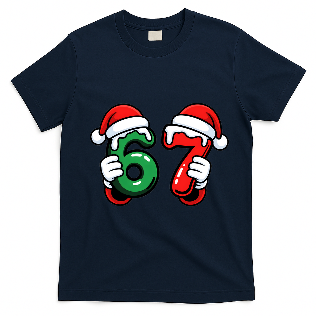 Christmas 67 Santa Hands Funny Meme 6-7 Sixty Seven T-Shirt - Navy Blue