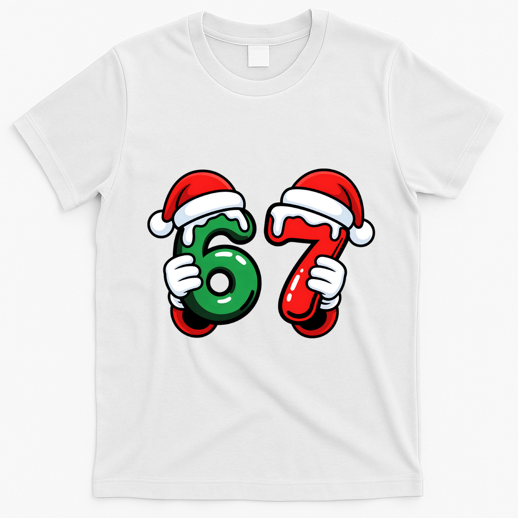Christmas 67 Santa Hands Funny Meme 6-7 Sixty Seven T-Shirt - White