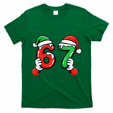 Christmas 67 Santa Hands 6-7 Meme Funny  T-Shirt - Irish Green