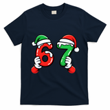 Christmas 67 Santa Hands 6-7 Meme Funny  T-Shirt - Navy Blue