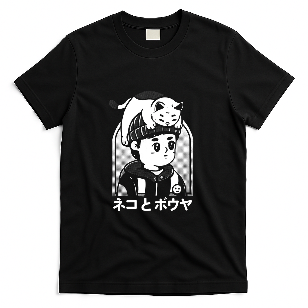 Cat And Boy - Black