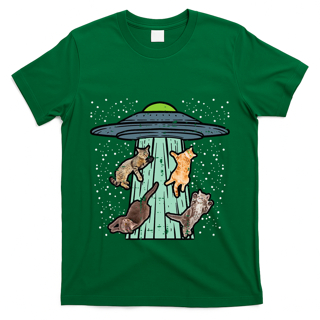 Cats Abducted By Ufo Funny Alien Space Lover T-Shirt