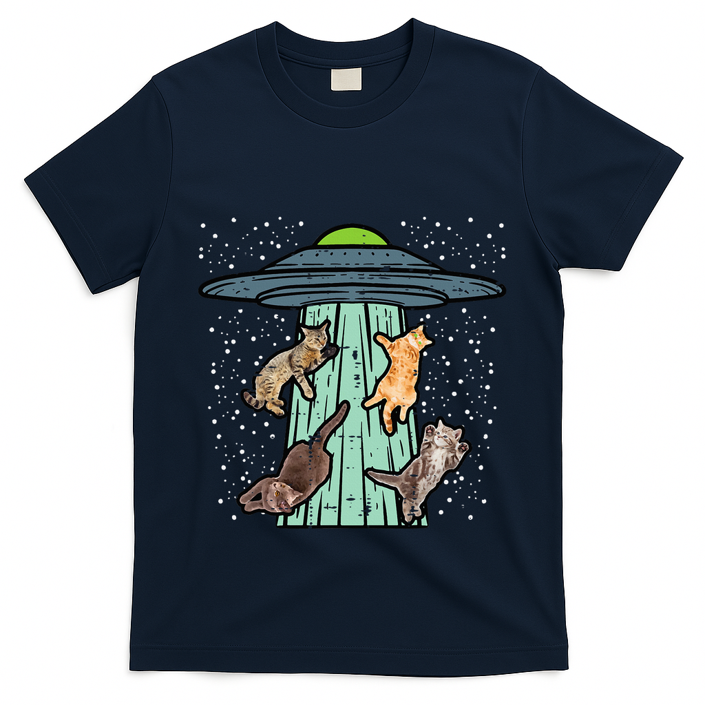 Cats Abducted By Ufo Funny Alien Space Lover T-Shirt