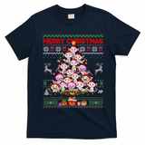 Cute Axolotl Christmas Tree Ugly Sweater   T-Shirt - Navy Blue