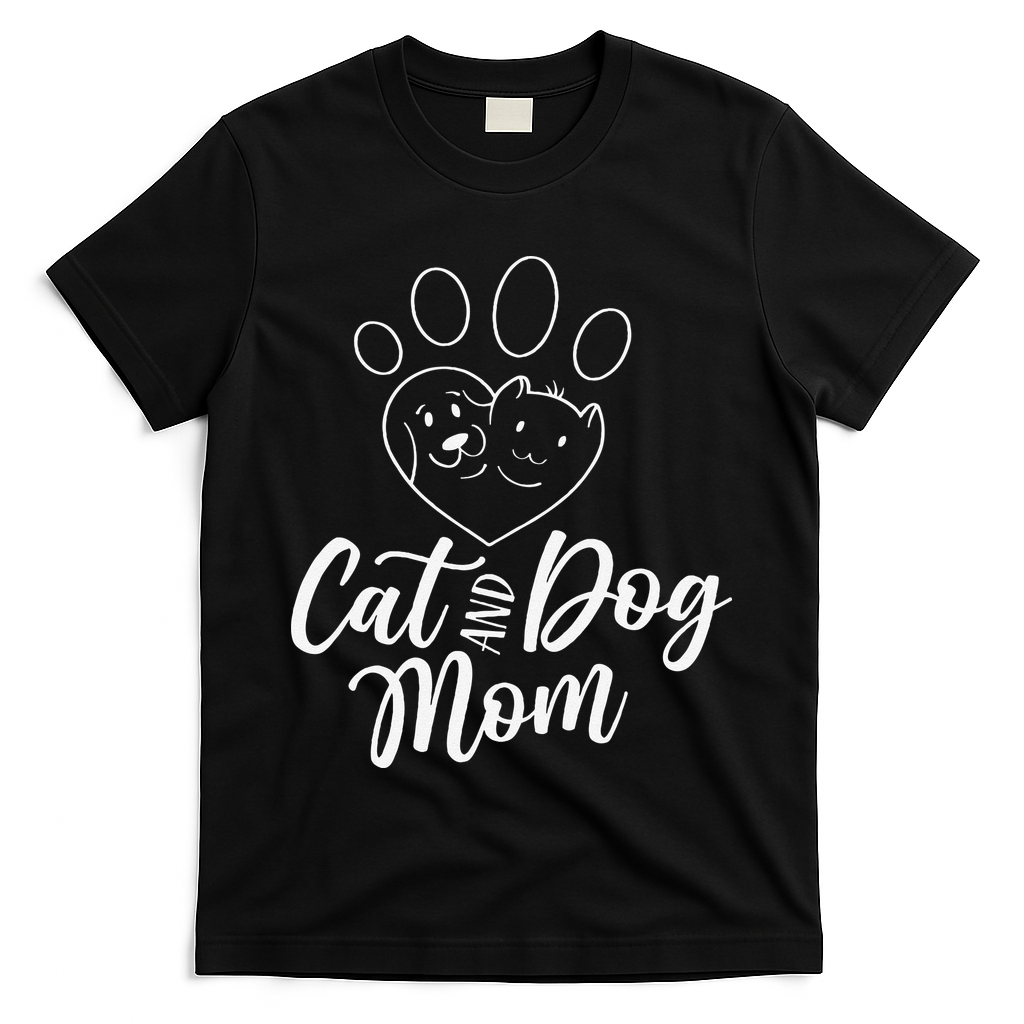 Cat And Dog Mom Dogs Cats Lover Mother Mommy Mama Mothers T-Shirt