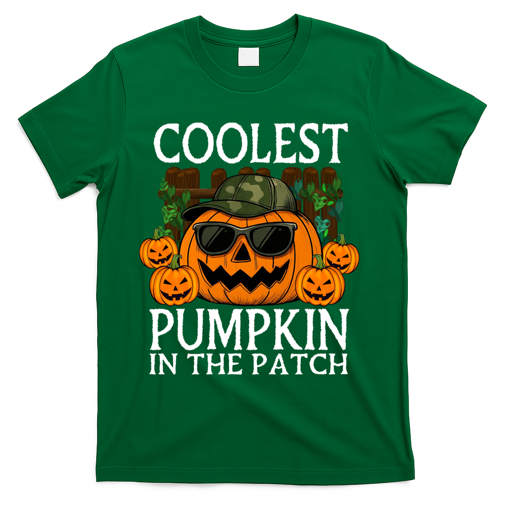 Cute And Funny Halloween Coolest Pumpkin In The Patch T-Shirt - Green