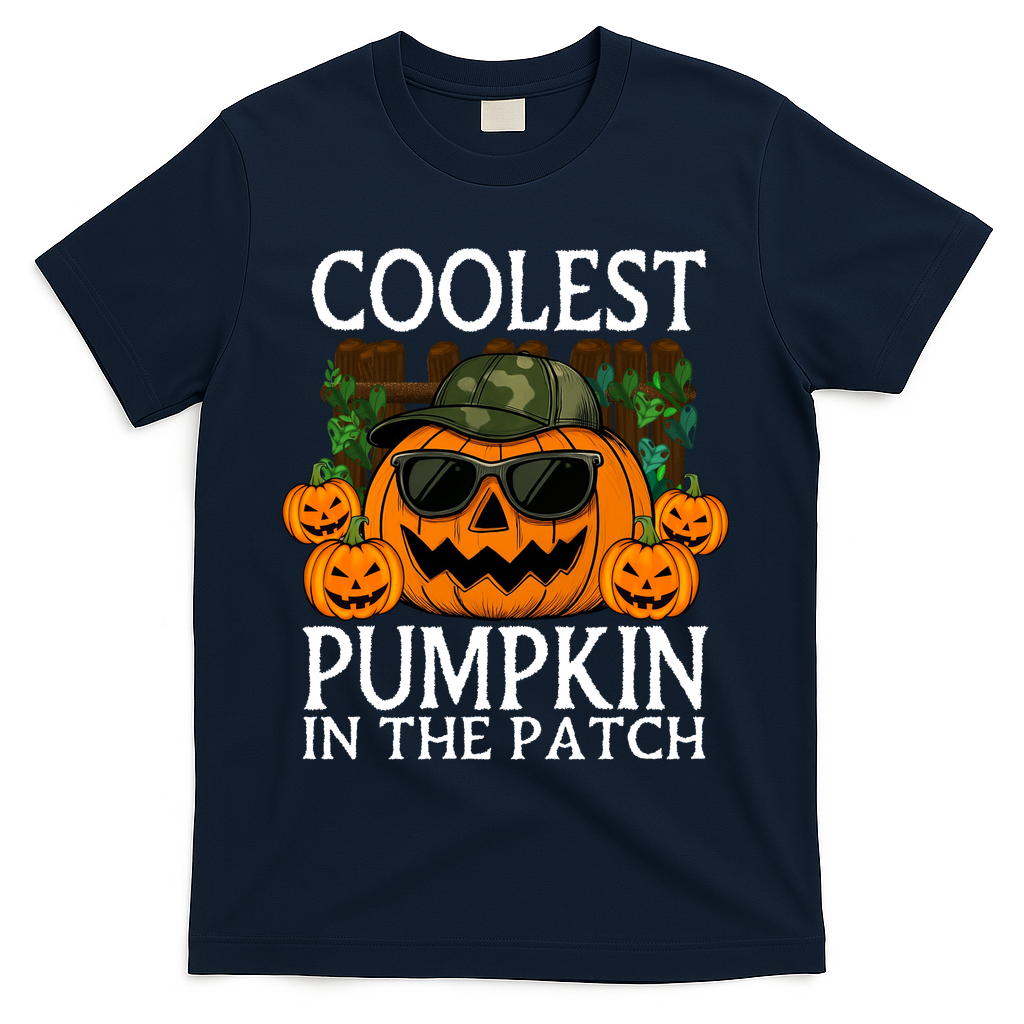 Cute And Funny Halloween Coolest Pumpkin In The Patch T-Shirt - Navy